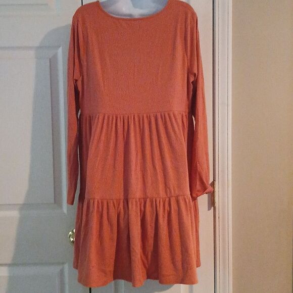 Wild Fable rustic orange ribbed tunic casual dress Autumn Fall Sz XXL  EUC - Picture 4 of 5